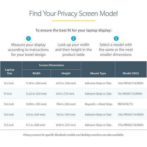 StarTech.com 15.6-inch 16:9 Laptop Privacy Filter, Anti-Glare Privacy Screen w/51% Blue Light Reduction, +/- 30° View Angl