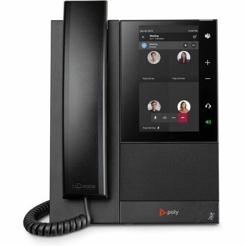 Poly CCX 505 IP Phone - Corded - Corded/Cordless - Wi-Fi, Bluetooth - Desktop, Wall Mountable - Black - 24 x Total Line - 