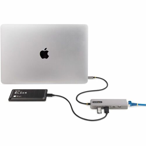 StarTech.com USB/Ethernet Combo Hub - USB 3.2 Gen 2 (3.1 Gen 2) Type-C - 1.25 GB/s - External - Space Gray - UASP Support 