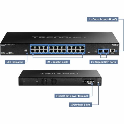Switch Ethernet TRENDnet TI-RG262i 24 Porte Gestibile - Gigabit Ethernet - 10/100/1000Base-T, 1000Base-X - 2 Layer support