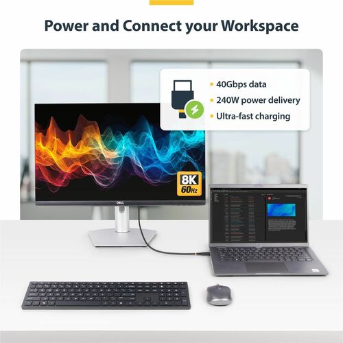 StarTech.com 1 m USB4 AV/Data Transfer Cable - 1 - Cable for USB Device, Notebook, MacBook Pro, Mobile Device, Dock - Firs