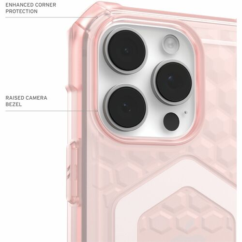 Urban Armor Gear Essential Armor Case for Apple iPhone 16 Pro Max Smartphone - Hexagonal Pattern - Rose - Shock Absorbing,