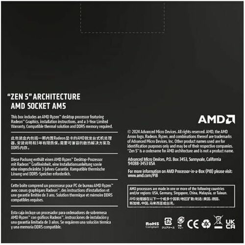 AMD Ryzen 9 9000 9900X Dodeca-core (12 Core) 4.40 GHz Processor - Box - 64 MB L3 Cache - 12 MB L2 Cache - 960 KB L1 Cache 