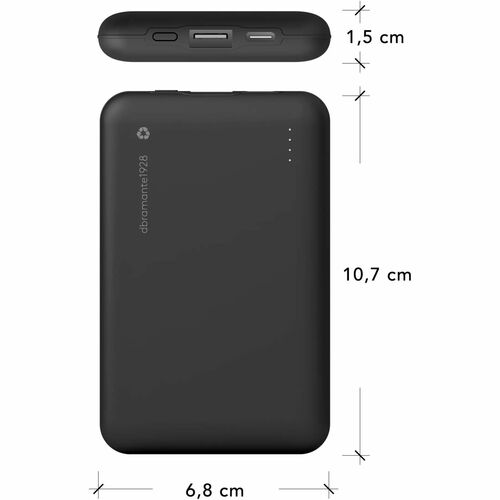 dbramante1928 ApS Recharge Power Bank - Black - For Smartphone - 10000 mAh - 20 W - USB Type-C Connector - Black