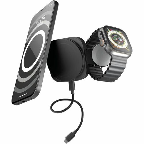 OtterBox Induction Charger - Black - For Smartphone, Smartwatch, Qi2-enabled Device, iPhone - Input connectors: USB - MagS