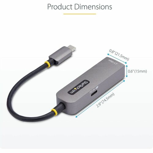 StarTech.com 2,5 Gigabit Ethernet Adapter für Desktop Computer, iPhone, Notebook, Tablet - 2.5GBase-T - Tragbar - Grau - U