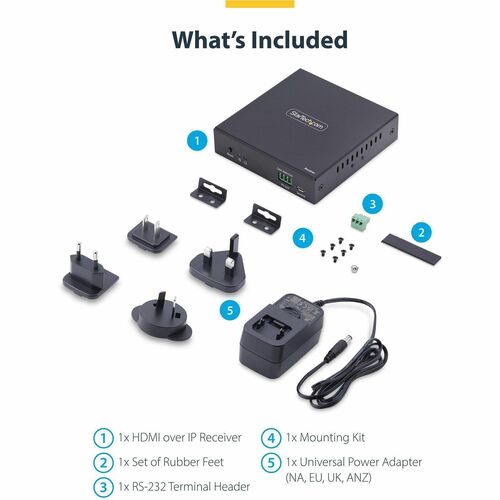 StarTech.com KVM Extender Receiver - Wired - 4K - 3840 x 2160 Maximum Video Resolution - 1 x Network (RJ-45) - 1 x USB - 1
