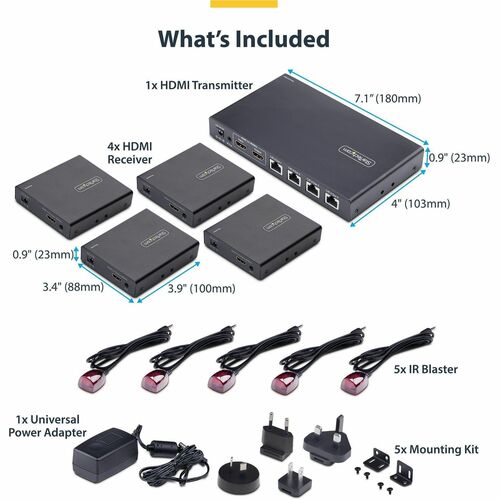 StarTech.com 4-Port HDMI Extender und Splitter über CAT6, 4K 60Hz, bis 70m, 1x4 HDMI über Netzwerkkabel-LAN Kabel Verteile