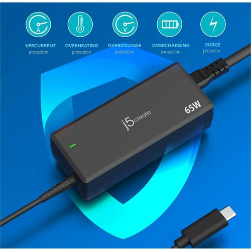 j5create JUP1265-EN 65 W Power Adapter - 1 Pack - Universal Adapter - For Notebook, Tablet PC, Smartphone, Handheld Gaming