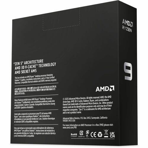 Processeur AMD Ryzen 9 9000 9950X3D2 Hexadéca-coeur (16 Coeur) 4,30 GHz - Boîte - 192 Mo Cache L3 - 16 Mo Cache L2 - 1,25 