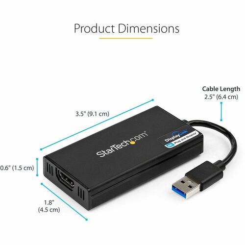 StarTech.com Video Adapter - 1 Each - TAA Compliant - USB 3.0 - 1 x HDMI, HDMI - 1920 x 1080 Supported - Black