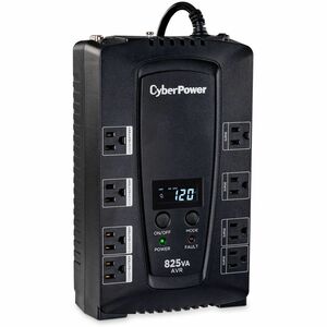 CyberPower CP825AVRLCD Intelligent LCD UPS Systems - 825VA/450W, 120 VAC, NEMA 5-15P, Compact, 8 Outlets, LCD, PowerPanel®