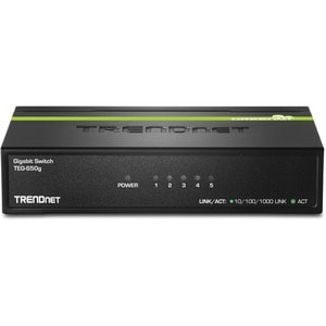 TRENDnet 5-Port Unmanaged Gigabit GREENnet Desktop Metal Switch, Ethernet-Network Switch, 5 x Gigabit Ports, Fanless, 10 G