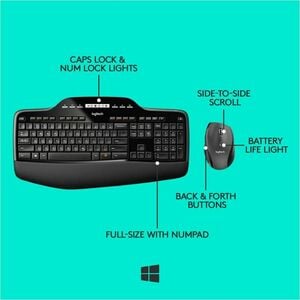 Logitech MK710 Wireless Keyboard and Mouse Combo for Windows, 2.4GHz Advanced Wireless, Wireless Mouse - USB Wireless RF 2