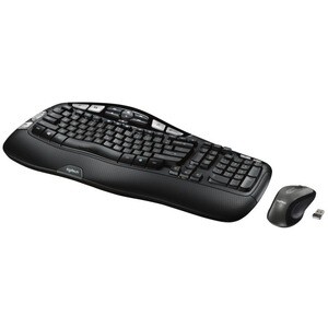 Logitech MK550 Wireless Wave Keyboard and Mouse Combo, Ergonomic Wave Design, Black - USB Wireless RF 2.40 GHz Keyboard - 