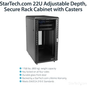 StarTech.com 22U 36in Knock-Down Server Rack Cabinet with Casters - Store your servers - network and telecommunications eq