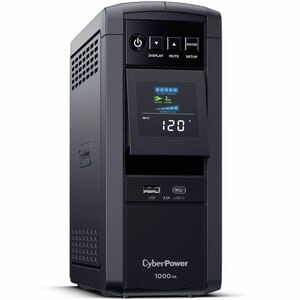 CyberPower CP1000PFCLCD PFC Sinewave UPS Systems - 1000VA/600W, 120 VAC, NEMA 5-15P, Mini-Tower, Sine Wave, 10 Outlets, LC
