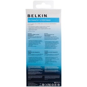 Belkin Audio/Video Cable Adapter - A/V Cable - First End: HDMI Digital Audio/Video - Second End: Mini DisplayPort Digital 