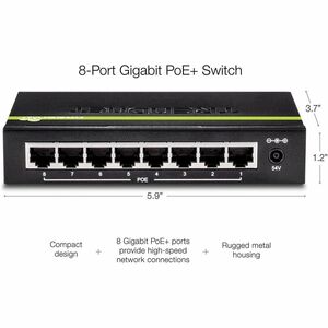 TRENDnet TPE-S44 8 Ports Ethernet Switch - Fast Ethernet - 100/1000Base-T - TAA Compliant - 2 Layer Supported - 2.10 W Pow