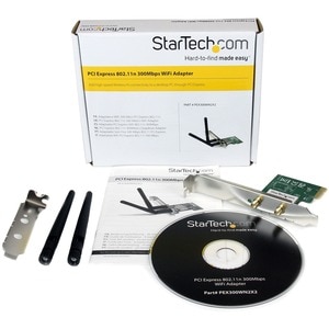StarTech.com PCI Express Wireless N Adapter - 300 Mbps PCIe 802.11 b/g/n Network Adapter Card - 2T2R 2.2 dBi - Add high sp
