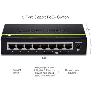 TRENDnet GREENnet TPE-TG44g 8 Ports Ethernet Switch - Gigabit Ethernet - 10/100/1000Base-T - New - TAA Compliant - 2 Layer