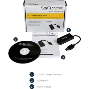 StarTech.com Adaptateur réseau USB 3.0 vers Gigabit Ethernet NIC - 10/100/1000 Mb/s - M/F - Noir - USB 3.0 - 1 Port(s) - 1