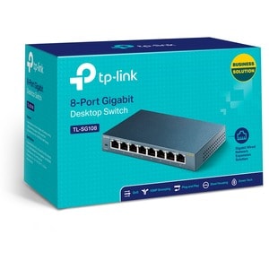 TP-LINK TL-SG108 8-Port 10/100/1000Mbps Desktop Gigabit Steel Cased Switch - 8 Ports - Gigabit Ethernet - 10/100/1000Base-