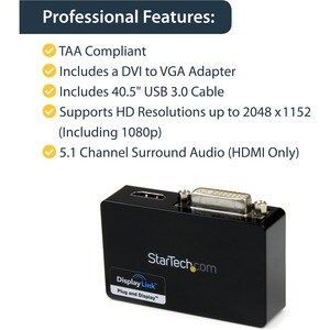 StarTech.com Adaptador de Video Externo USB 3.0 a HDMI® y DVI - Tarjeta Externa Cable Dual Head - 2048x1152 - 2048 x 1152 