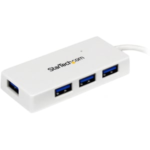 StarTech.com Portable 4 Port SuperSpeed Mini USB 3.0 Hub - 5Gbps - White - Add four external USB 3.0 ports to your noteboo
