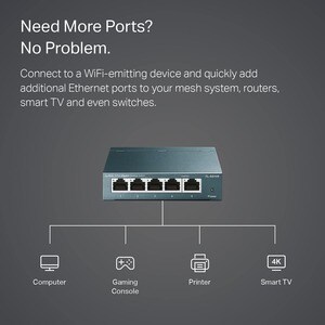 TP-Link TL-SG105 5 Ports Ethernet Switch - Gigabit Ethernet - 10/100/1000Base-T - 2 Layer Supported - Twisted Pair - Desktop