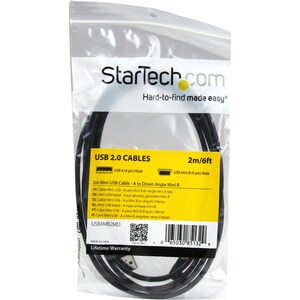 StarTech.com 2m Mini USB Cable - A to Down Angle Mini B - Cable for Digital Camera, Hard Drive, Cellular Phone, GPS Receiv