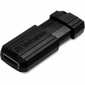 Verbatim PinStripe 128 GB USB 2.0 Flash Drive - Black - 10 MB/s Read Speed - 4 MB/s Write Speed - 2 Year Warranty