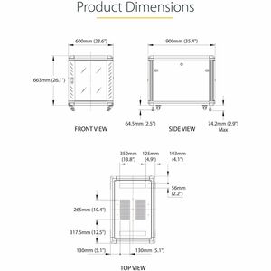 StarTech.com 4-Post 12U Server Rack Cabinet, 19" Data Rack Cabinet for Computer / IT Equipment, Home Network Rack, Half He