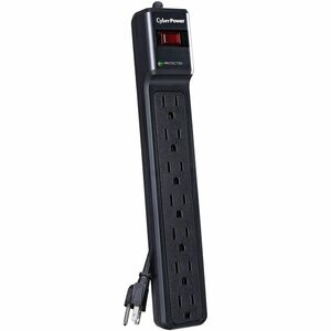 CyberPower CSB706 Essential 7 - Outlet Surge with 1500 J - Clamping Voltage 500V, 6 ft Cord, NEMA 5-15P, Straight Plug , 1