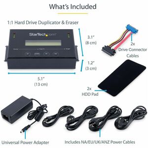 StarTech.com 1:1 Standalone Hard Drive Duplicator & Eraser, SATA HDD / SSD Disk Cloner / Copier / Wiper / Sanitizer, TAA C