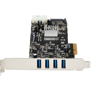 StarTech.com Carte contrôleur PCI Express à 4 ports USB 3.0 avec 4 voies dédiées de 5Gbps, UASP et alimentation SATA / LP4