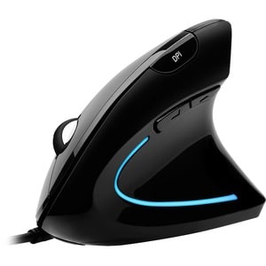Adesso iMouse E1 Vertical Ergonomic Illuminated Mouse - Optical - Cable - Glossy Black - USB - 1600 dpi - Scroll Wheel - 6