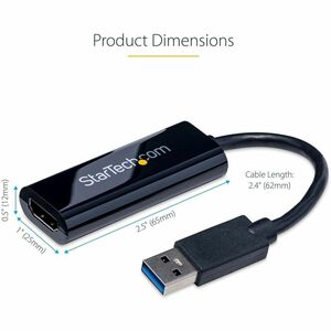 StarTech.com Slim USB 3.0 auf HDMI Multi Monitor Adapter - Externe Video Adapter mit 1920x1200 / 1080p - 1920 x 1200 Suppo