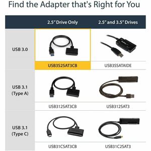 StarTech.com USB 3.0 auf 2,5" SATA III Adapter Kabel mit UASP - USB 3.0 zu SATA SSD/HDD Konverter - Schwarz