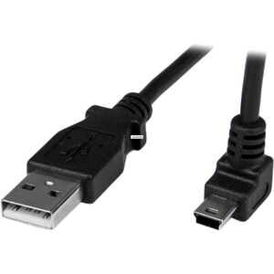 StarTech.com Cable Adaptador 1m USB A Macho a Mini USB B Macho Acodado en Ángulo hacia Arriba - Cable for Cámara Digital, 