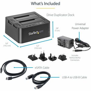 StarTech.com Standalone Hard Drive Duplicator Dock, External Dual Bay HDD/SSD Cloner/Copier, USB 3.0 / eSATA, SATA Disk Cl