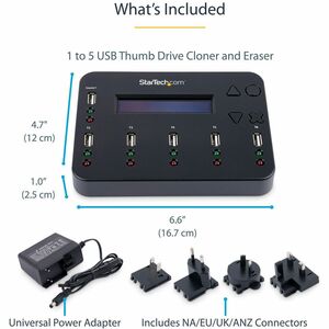 StarTech.com Standalone 1 to 5 USB Thumb Drive Duplicator/Eraser, Multiple USB Flash Drive Copier/Cloner, Sector-by-Sector