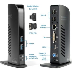 Kensington USB 3.0 Docking Station with Dual DVI/HDMI/VGA Video (sd3500v) - for Notebook - USB - 6 x USB Ports - 6 x USB 3