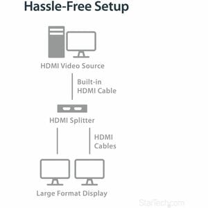 StarTech.com Splitter vidéo HDMI 4K à 2 ports - Répartiteur HDMI 1 x 2 alimenté par USB ou adaptateur d'alimentation - à 3