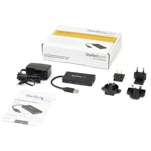 StarTech.com 3 Port Portable USB 3.0 Hub with Gigabit Ethernet Adapter NIC - 5Gbps - Aluminum w/ Cable - Add 3 external US
