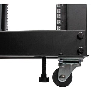 StarTech.com 4-Post 25U Mobile Open Frame Server Rack, 19in Network Rack with Casters, Rolling Rack for Computer/AV/Data/I