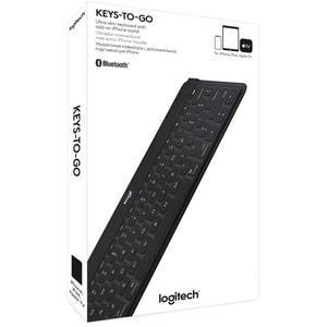 Keys-To-Go Super-Slim and Super-Light Bluetooth Keyboard for iPhone, iPad, and Apple TV - Black - Wireless Connectivity - 