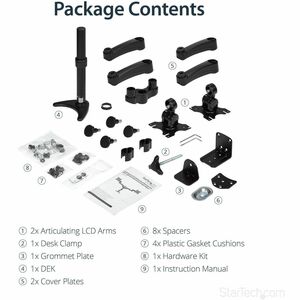 StarTech.com Desk Mount Dual Monitor Arm, Dual Articulating Monitor Arm, Height Adjustable, For VESA Monitors up to 24" (2