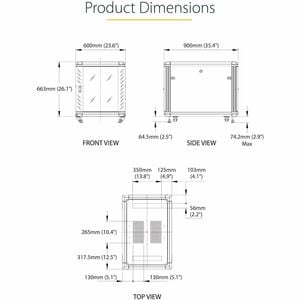 StarTech.com 4-Post 12U Server Rack Cabinet, 19" Data Rack Cabinet for Computer / IT Equipment, Home Network Rack, Half He