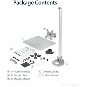 StarTech.com Single Monitor Stand - Silver - VESA Mount - Monitor Arm Desk Stand - Computer Monitor Stand - Up to 86.4 cm 